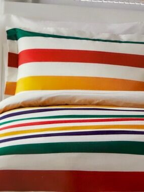 2 Hudson Bay Multistripe Shams 21" W x 37" L  and 2" (5 cm) flange NEW!